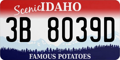 ID license plate 3B8039D