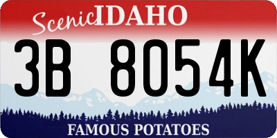 ID license plate 3B8054K