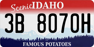 ID license plate 3B8070H