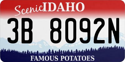 ID license plate 3B8092N