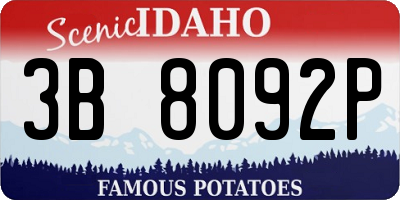 ID license plate 3B8092P
