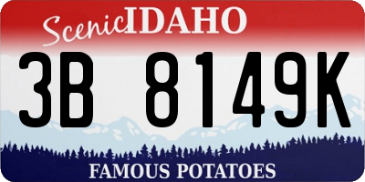 ID license plate 3B8149K
