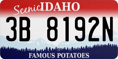 ID license plate 3B8192N