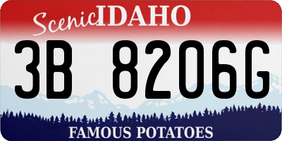 ID license plate 3B8206G