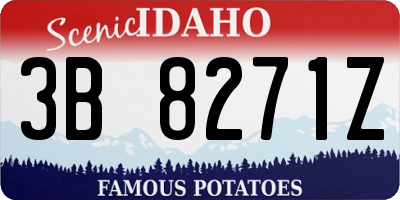 ID license plate 3B8271Z