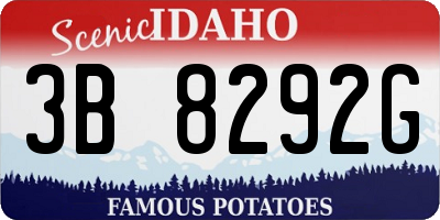ID license plate 3B8292G