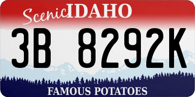 ID license plate 3B8292K
