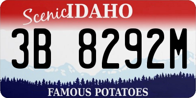 ID license plate 3B8292M
