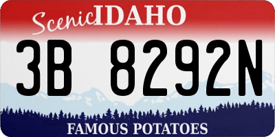ID license plate 3B8292N