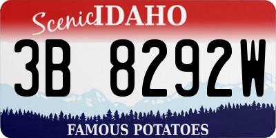 ID license plate 3B8292W