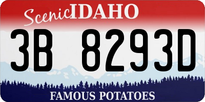 ID license plate 3B8293D