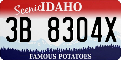 ID license plate 3B8304X