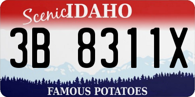 ID license plate 3B8311X