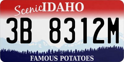 ID license plate 3B8312M