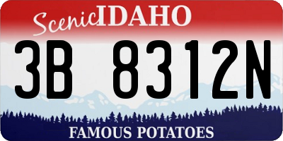 ID license plate 3B8312N