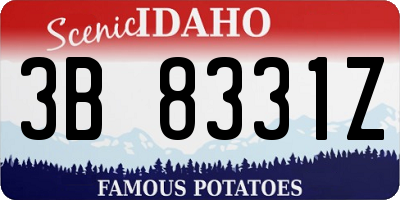ID license plate 3B8331Z