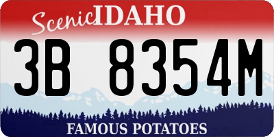 ID license plate 3B8354M