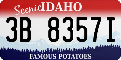 ID license plate 3B8357I