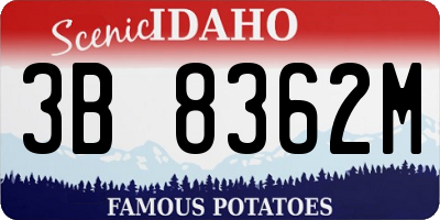 ID license plate 3B8362M