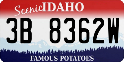 ID license plate 3B8362W