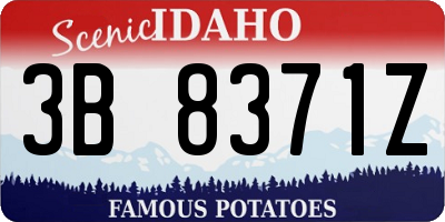 ID license plate 3B8371Z