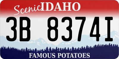 ID license plate 3B8374I
