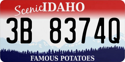 ID license plate 3B8374Q