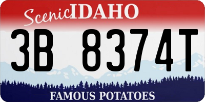 ID license plate 3B8374T