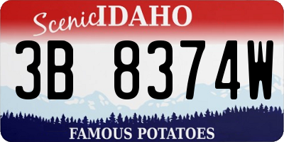 ID license plate 3B8374W