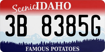 ID license plate 3B8385G