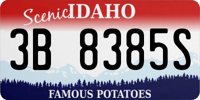 ID license plate 3B8385S