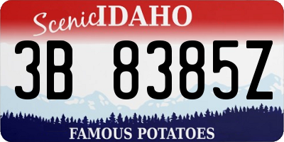 ID license plate 3B8385Z