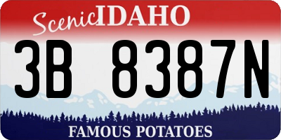 ID license plate 3B8387N