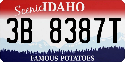 ID license plate 3B8387T
