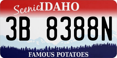 ID license plate 3B8388N