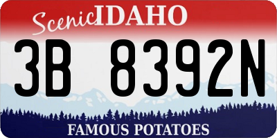 ID license plate 3B8392N