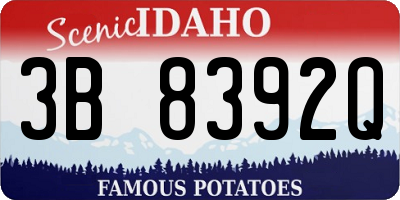 ID license plate 3B8392Q