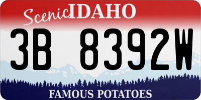 ID license plate 3B8392W