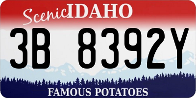 ID license plate 3B8392Y