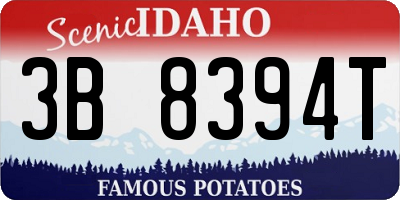 ID license plate 3B8394T