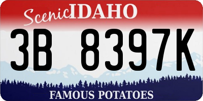 ID license plate 3B8397K