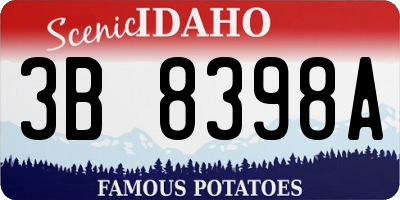 ID license plate 3B8398A