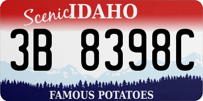 ID license plate 3B8398C