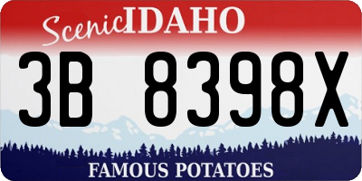 ID license plate 3B8398X