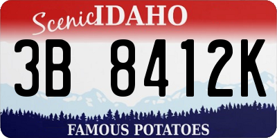 ID license plate 3B8412K