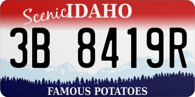 ID license plate 3B8419R