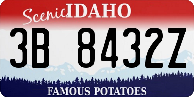 ID license plate 3B8432Z