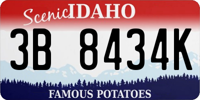 ID license plate 3B8434K