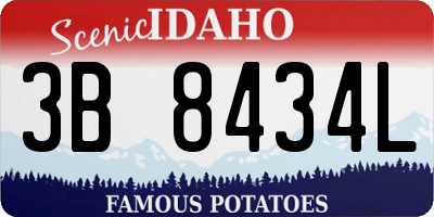 ID license plate 3B8434L
