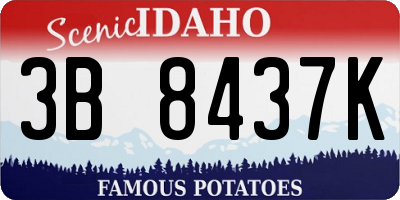 ID license plate 3B8437K